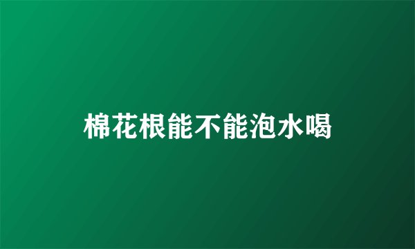棉花根能不能泡水喝