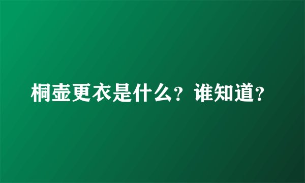桐壶更衣是什么？谁知道？