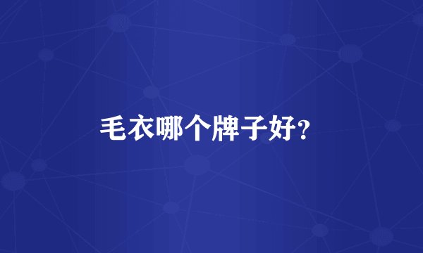 毛衣哪个牌子好？