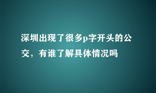 深圳出现了很多p字开头的公交，有谁了解具体情况吗