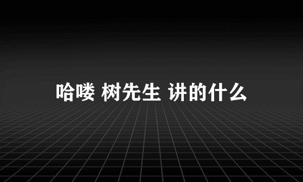 哈喽 树先生 讲的什么