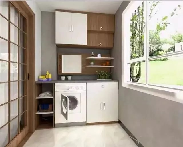 原来阳台要这样装,一下解决两个问题,洗衣、收纳两全其美!