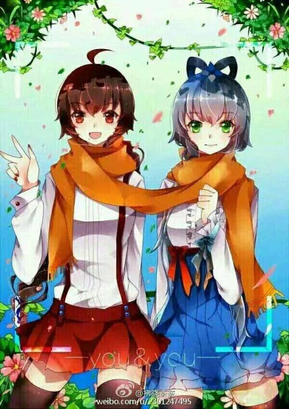 动漫情侣图片一左一右高清