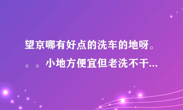 望京哪有好点的洗车的地呀。。。小地方便宜但老洗不干净···
