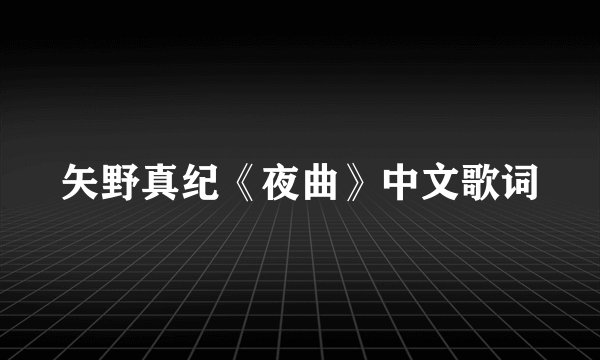 矢野真纪《夜曲》中文歌词