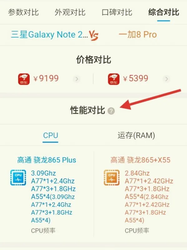中关村在线手机配置对比