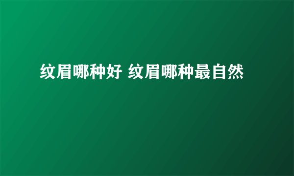 纹眉哪种好 纹眉哪种最自然