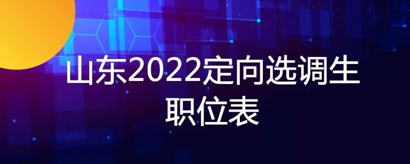山东2022定向选调生职位表