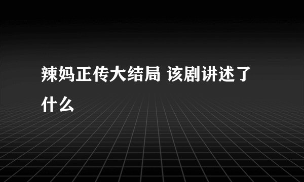 辣妈正传大结局 该剧讲述了什么