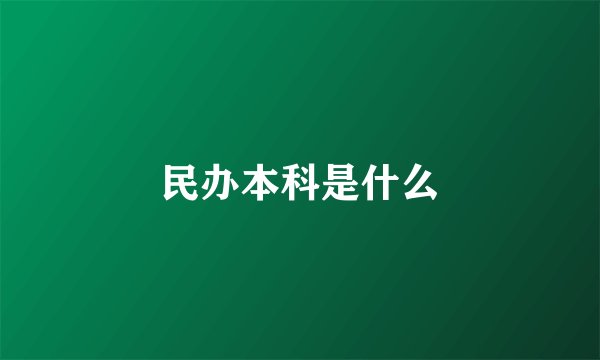 民办本科是什么