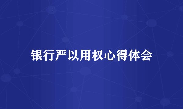 银行严以用权心得体会