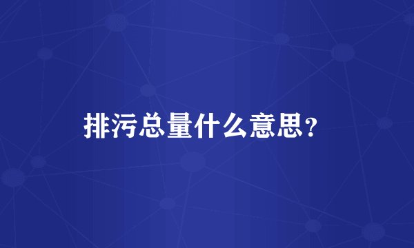 排污总量什么意思？