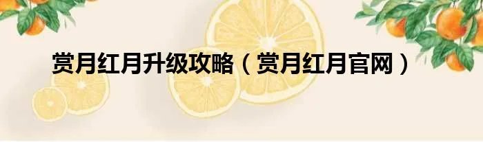 赏月红月升级攻略（赏月红月官网）