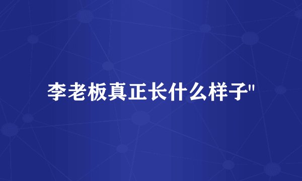 李老板真正长什么样子