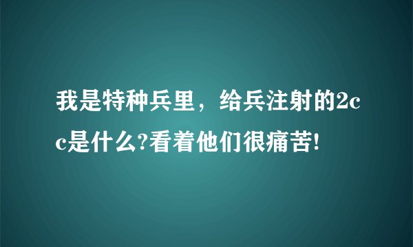 我是特种兵里，给兵注射的2cc是什么?看着他们很痛苦!