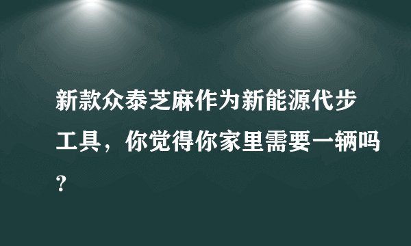 新款众泰芝麻作为新能源代步工具,你觉得你家里需要一辆吗?