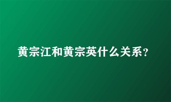 黄宗江和黄宗英什么关系？