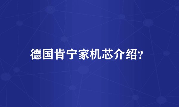 德国肯宁家机芯介绍？