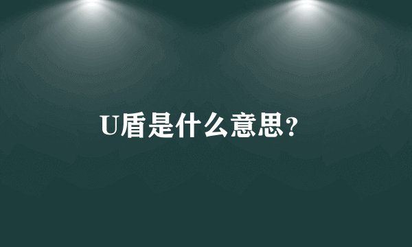 U盾是什么意思？