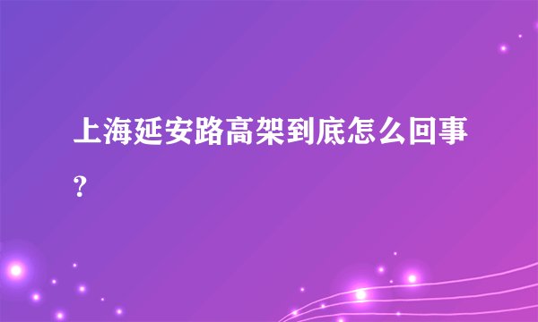 上海延安路高架到底怎么回事？