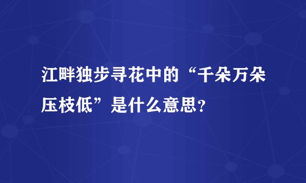 江畔独步寻花中的“千朵万朵压枝低”是什么意思？