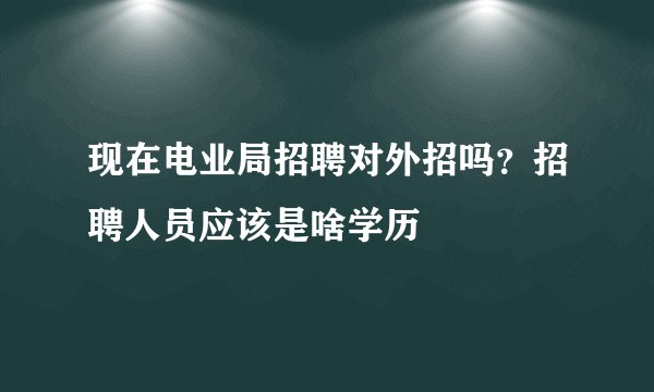 现在电业局招聘对外招吗？招聘人员应该是啥学历