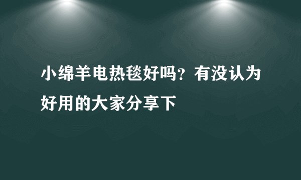 小绵羊电热毯好吗？有没认为好用的大家分享下