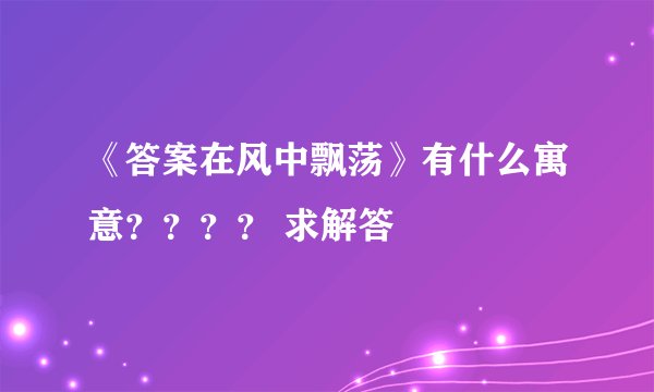 《答案在风中飘荡》有什么寓意？？？？ 求解答