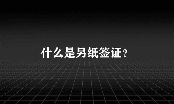 什么是另纸签证？