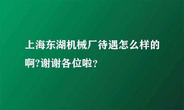 上海东湖机械厂待遇怎么样的啊?谢谢各位啦？