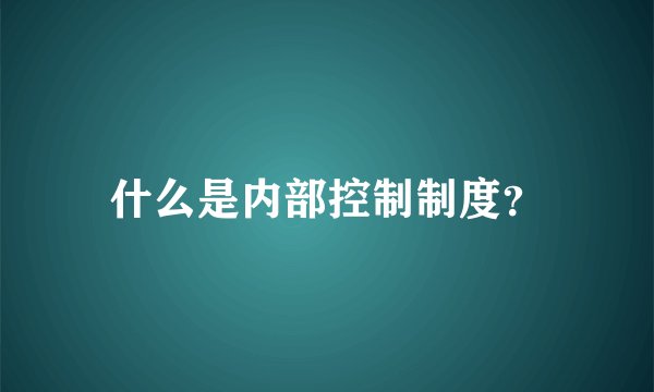什么是内部控制制度？