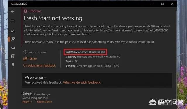 Fresh Start功能什么时候无法使用的？