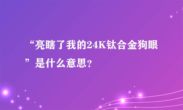 “亮瞎了我的24K钛合金狗眼”是什么意思？