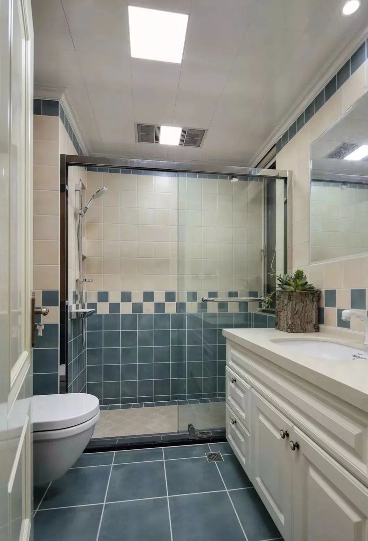 卫生间墙面效果图，卫生间墙砖腰线选择！