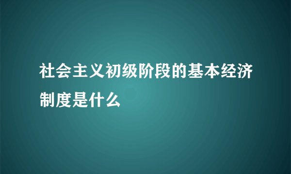 社会主义初级阶段的基本经济制度是什么