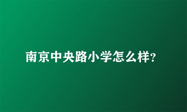 南京中央路小学怎么样？