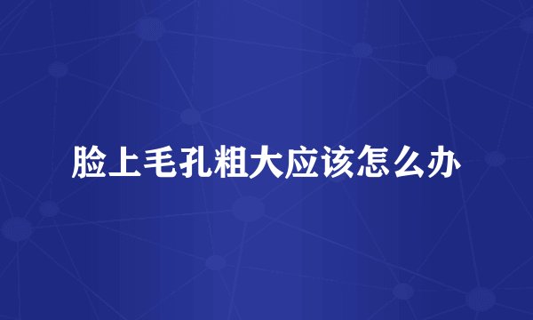 脸上毛孔粗大应该怎么办