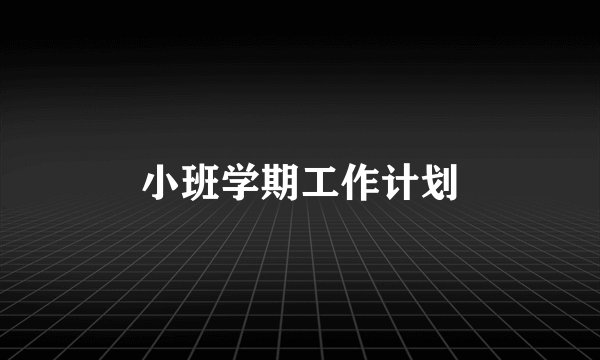 小班学期工作计划