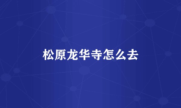 松原龙华寺怎么去