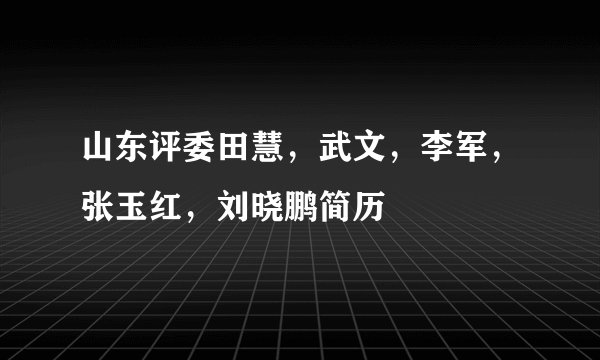 山东评委田慧，武文，李军，张玉红，刘晓鹏简历