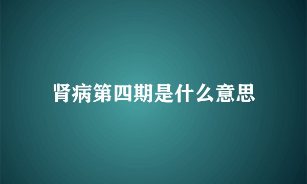 肾病第四期是什么意思