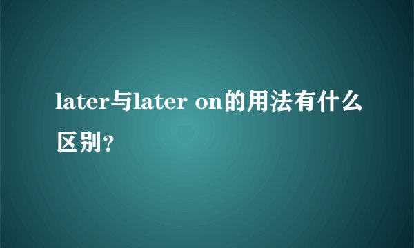 later与later on的用法有什么区别？