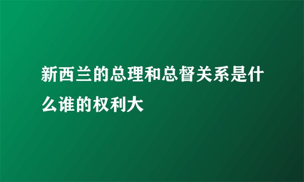 新西兰的总理和总督关系是什么谁的权利大