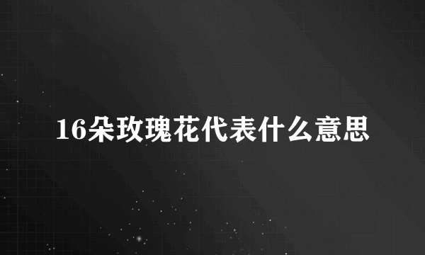 16朵玫瑰花代表什么意思