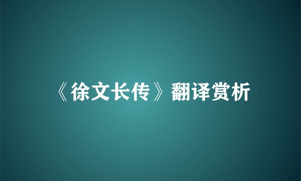《徐文长传》翻译赏析