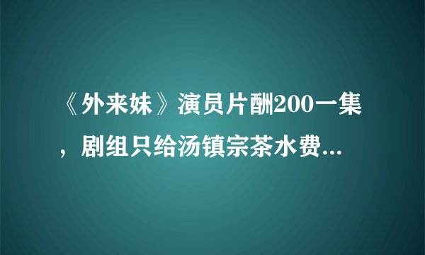《外来妹》演员片酬200一集，剧组只给汤镇宗茶水费，却高得离谱
