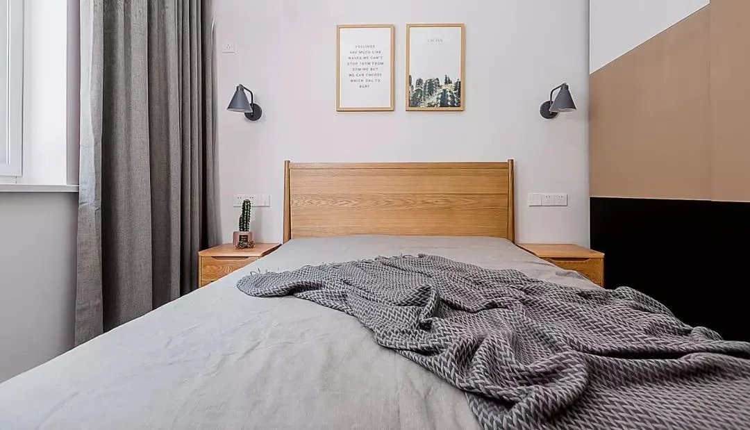 55㎡原木风格小户型公寓装修效果图，挤出两室还有小书房！