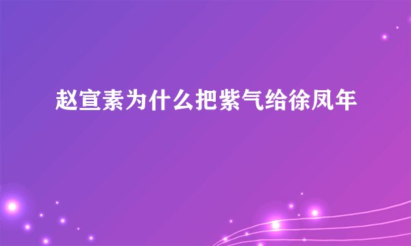 赵宣素为什么把紫气给徐凤年
