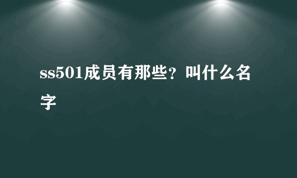 ss501成员有那些？叫什么名字