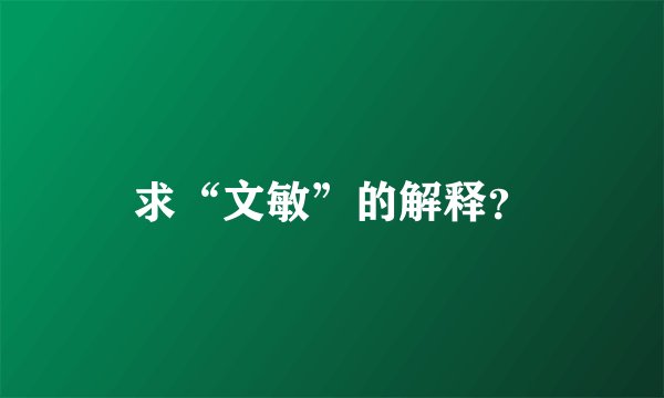 求“文敏”的解释？